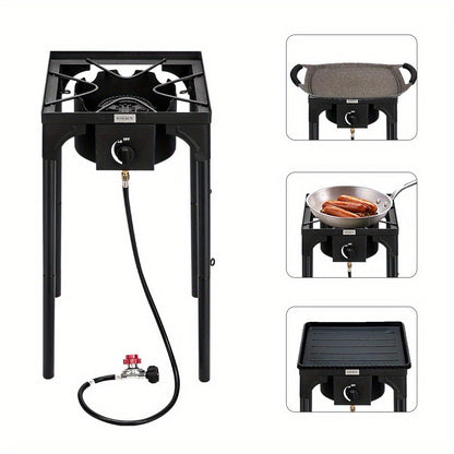 Outdoor Propane Burner Stove Cast Iron High Pressure Gas Cooker with Detachable Stand Legs