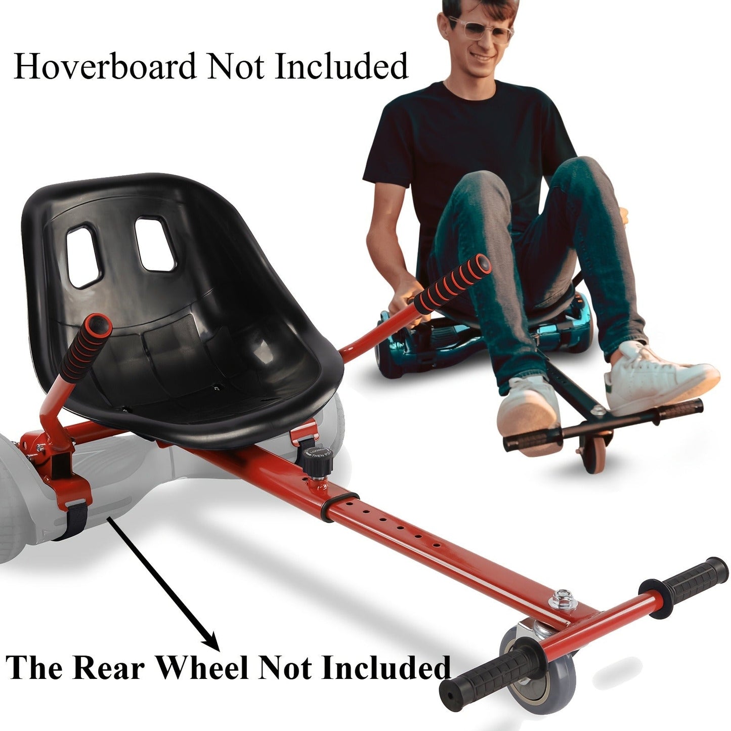 Hoverboard Go Kart Seat Attachment Kit for Kids 6.5"-10" Self Balancing Scooter Conversion Accessories with Off-Road Tires
