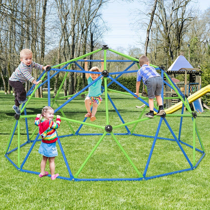 10FT Kids Climbing Dome with Hammock Swing Disc Swing Backyard Jungle Gym Steel Frame Outdoor Play Equipment 1000 LBS Capacity Gift for Boys