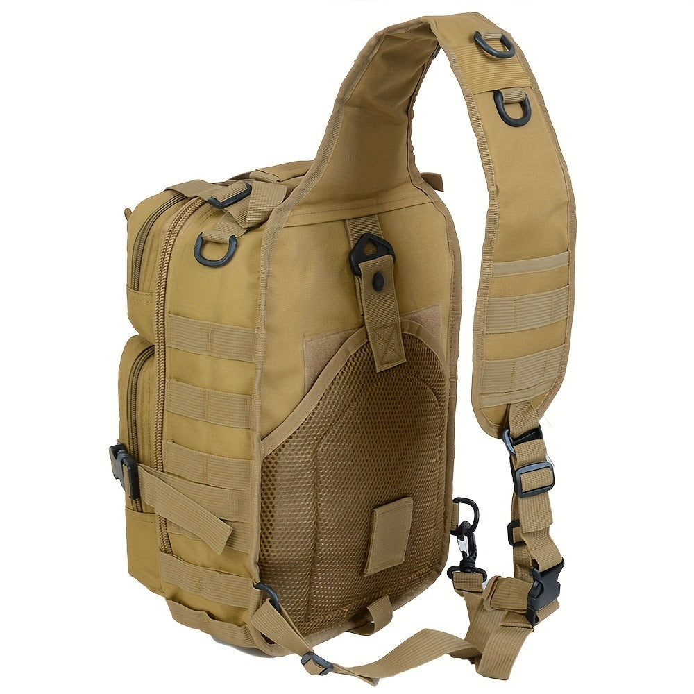 Multi-Pocket Tactical Chest Sling Bag with Adjustable Shoulder Strap in Black, Fern Green or Khaki