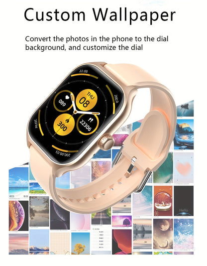 Smart Watch 1.83-Inch Touch Display with Bluetooth Calling, Music Control and Black Silicone Band