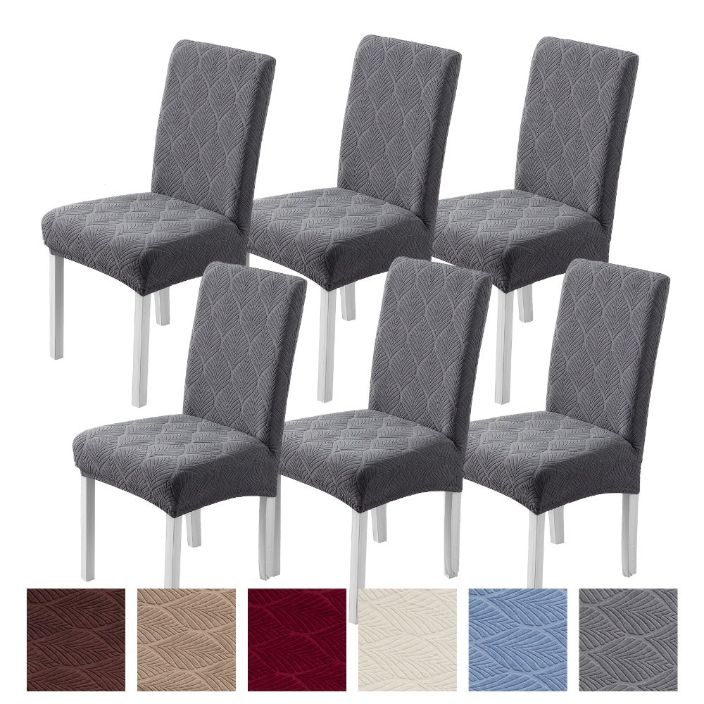 Chair Cover Set of Six Stretch Dining Slipcovers with Little-Leaf Pattern in Six Available Color Choices