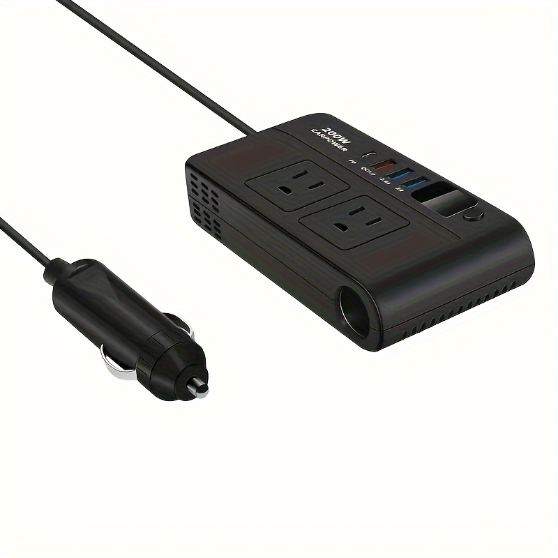 200W Car Power Inverter DC 12V to AC 110V with USB-C PD 20W & QC3.0 Fast Charging for Garden, Patio and Yard Use