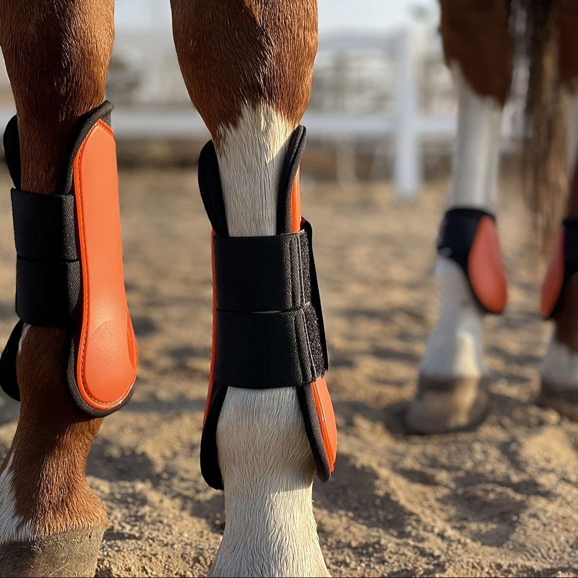 Horse Boots Set of 4 – Open Front Tendon & Fetlock Leg Protection Boots, PU Neoprene Splint Boots for Training, Racing, Riding & Jumping