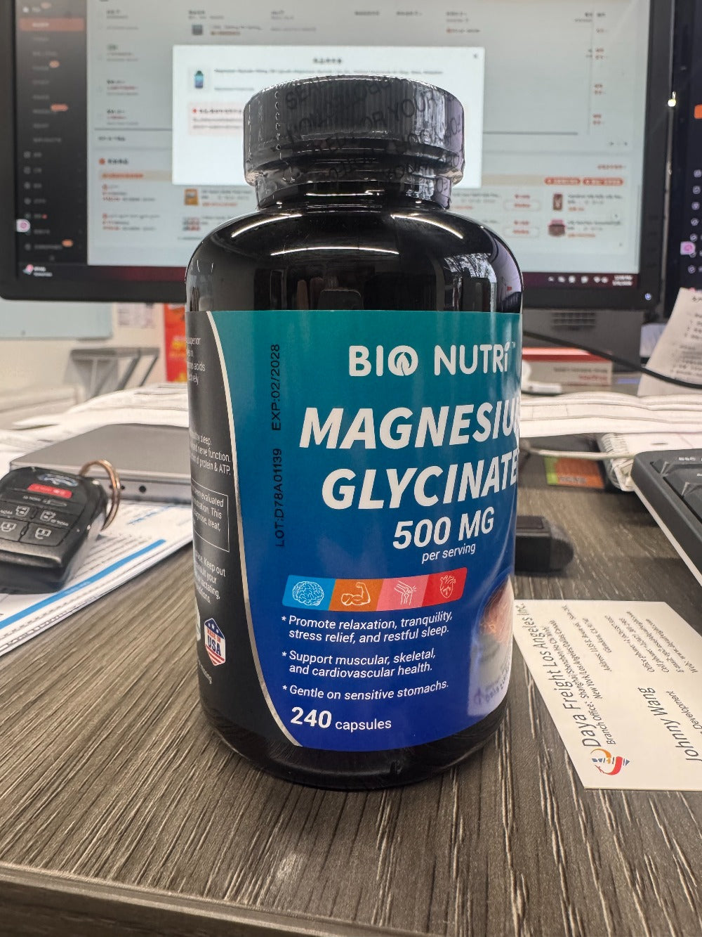 Magnesium Glycinate 500mg Chelated Capsules, Deep Sleep, Stress & Relaxation Supplement for Women & Men