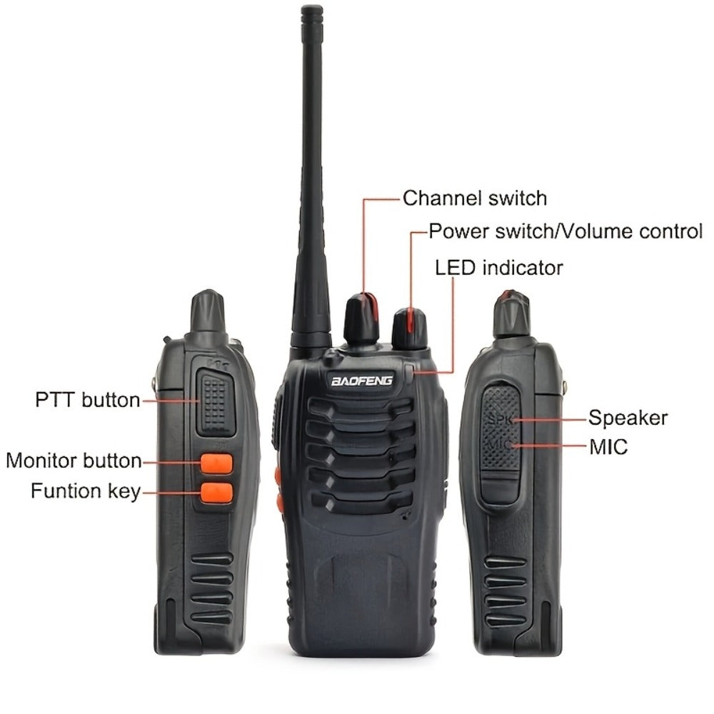 Baofeng UHF Walkie Talkies 16CH 5W, 2/4/6/8/10/12 Pack Two-Way Radios, USB Rechargeable 1500mAh Battery