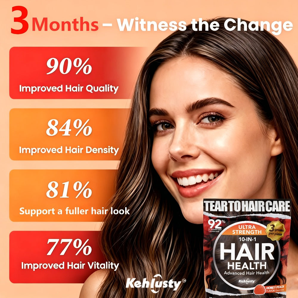 Biotin Gummies for Hair Growth with Collagen Complex Vitamin C & Ginger, 90 Chewable Gummies for Thicker Fuller Hair