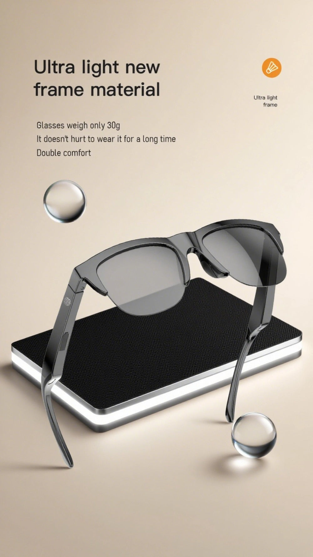 Smart Audio Glasses Open Ear Wireless HD Immersive Sound for Bedside Audio, Alarms and Room Entertainment
