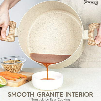 Nonstick Stock Pot Granite Soup Pot with Lid Induction Compatible Aluminum PFOA Free Stay for Entryways, Bedrooms and Living Spaces