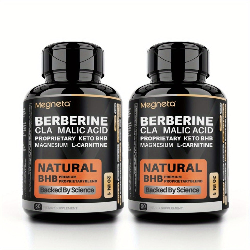 Keto BHB Weight Loss Capsules 20-in-1 with L-Carnitine CLA Berberine Malic Acid, Fat Burn Insulin & Liver Health Support