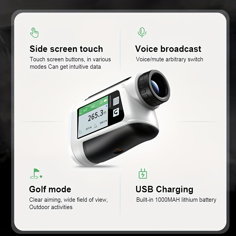 Laser Rangefinder 1000m for Golf & Hunting – Slope Compensation, Flag Lock Vibration, 6x Magnification, USB Rechargeable