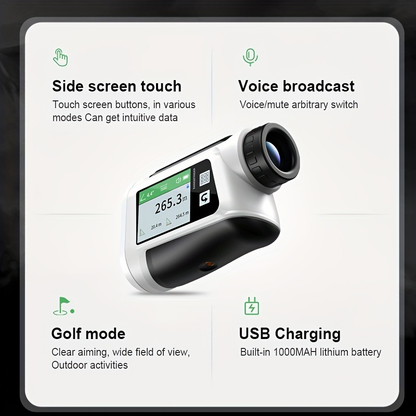 Laser Rangefinder 1000m for Golf & Hunting – Slope Compensation, Flag Lock Vibration, 6x Magnification, USB Rechargeable
