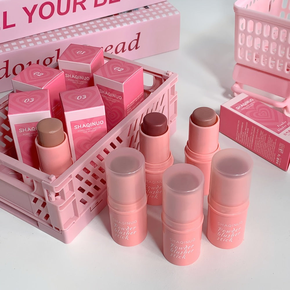 Matte Cream Blush Stick Set 3pcs Multifunctional, Waterproof Non-Greasy Formula, Blendable Color for Cheeks Lips & Eyes