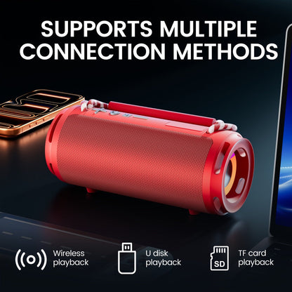 Bluetooth Speaker Cylindrical RGB Model with Carry Cords, USB and TF Playback, Four Colors and 7.17-Inch Body