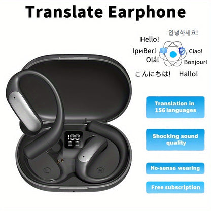AI Translation Earbuds Bluetooth 5.4, 156 Languages Real-Time Two-Way Translation, Offline Mode, Audio Transcription & Photo Translation