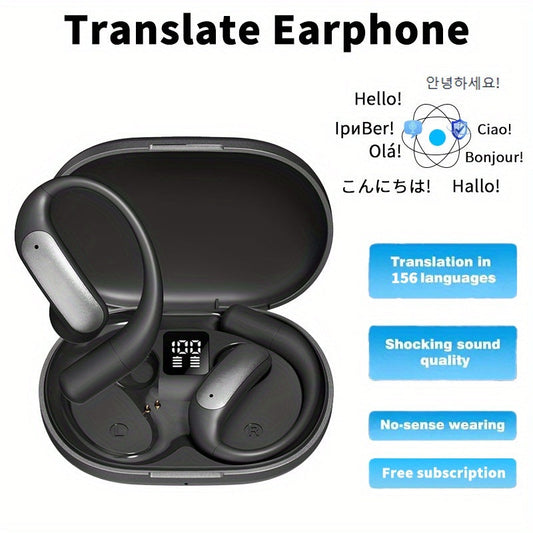 AI Translation Earbuds Bluetooth 5.4, 156 Languages Real-Time Two-Way Translation, Offline Mode, Audio Transcription & Photo Translation