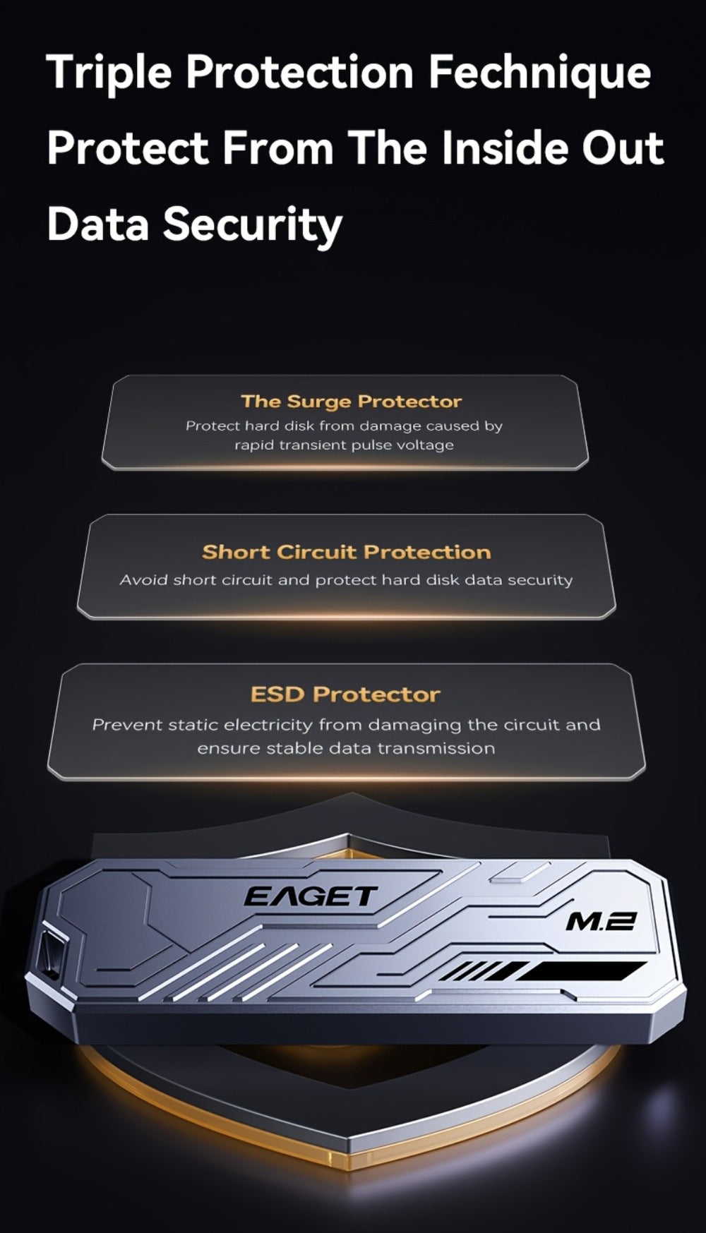 SE910D NVMe SSD Enclosure USB-C 10Gbps, Aluminum M.2 PCIe & NGFF SATA External Case, USB 3.2 Gen 2 Type-C Adapter