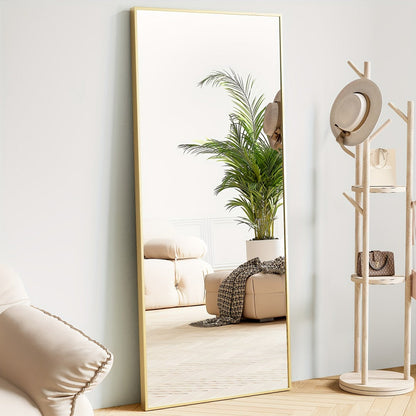 Full Length Mirror Floor Standing, Arched & Rect Body Mirror with Stand, Hanging or Leaning Wall Mirror, Aluminum Alloy Thin Frame