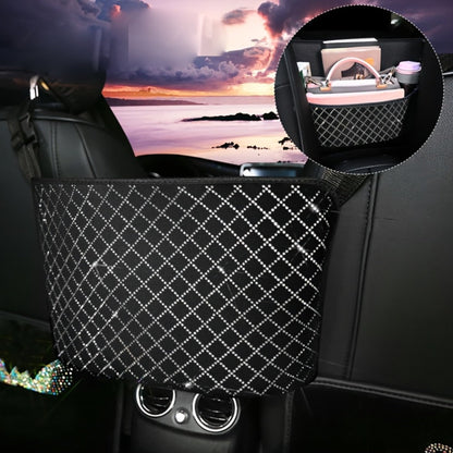 Rhinestone Car Seat Back Purse Holder and Mesh Barrier in Six Crystal Color Checkouts for Cars and SUVs