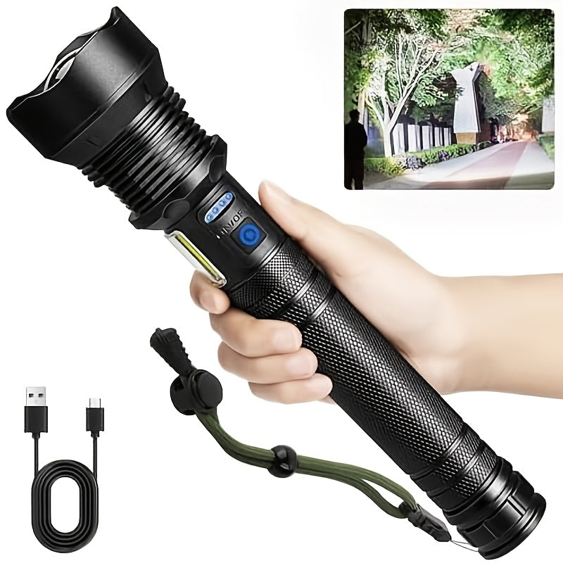 Rechargeable Handheld Flashlight with Adjustable Zoom, USB-C Charging, Power Display and X81-04 Model