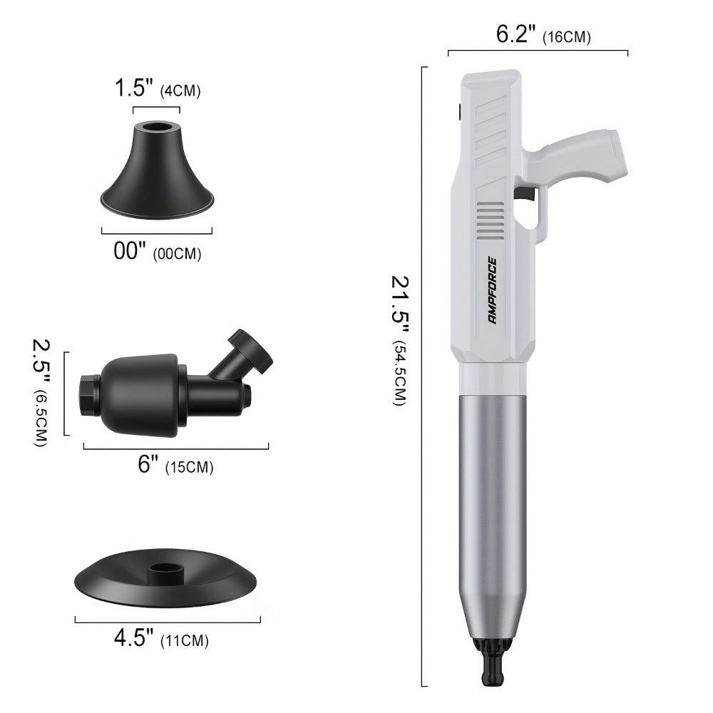 Electric Cordless Toilet Plunger 8V - High-Pressure Pneumatic Drain Opener with Real-Time Pressure Display