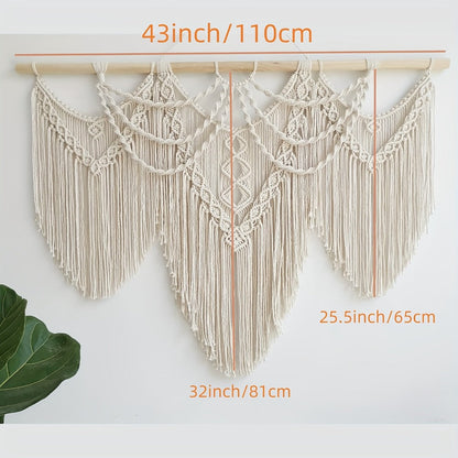 Large Macrame Wall Hanging 43x32 Inch Handmade Bohemian Woven Tapestry Boho Wall Decor for Bedroom Living Room Wedding Party Aesthetic Room