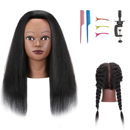 Mannequin Head with Hair 18 Inch Cosmetology Training Practice Doll Head | Hair Styling Cutting Braiding Clamp Holder Comb Clip Students