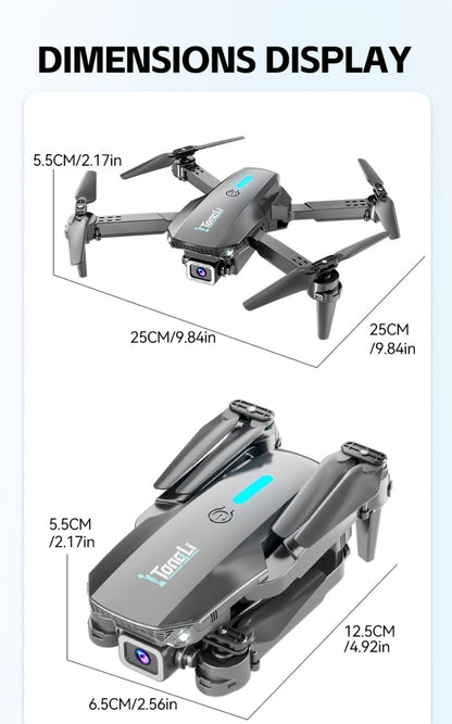 Foldable HD Camera Drone Free Storage Bag USB-C Charging 3D Flips Single or Dual Camera Built-in Screen Remote