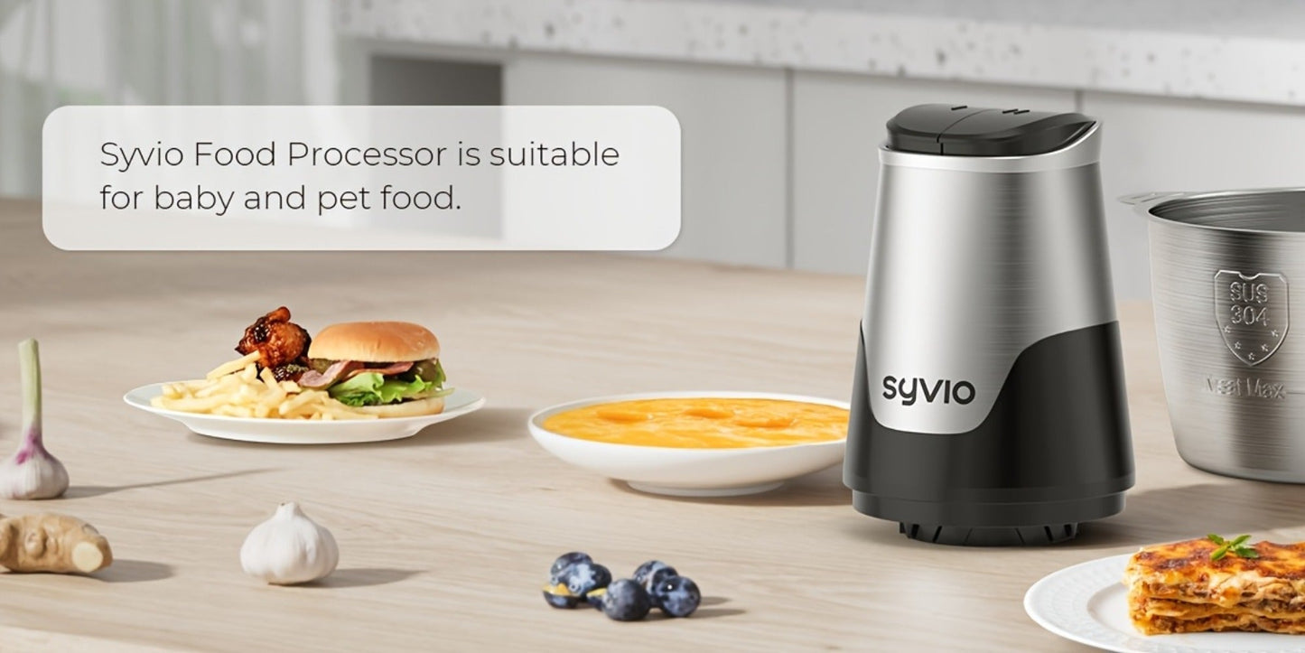 Mini Electric Food Processor 450W with 2 Bowls & 4 Bi-Level Blades, Meat Grinder & Vegetable Chopper for Baby Food