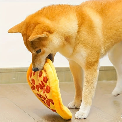 Squeaky Pizza Dog Toy – Plush Pepperoni Pizza & Donut Chew Toy for Dogs, Durable Soft Interactive Toy for All Breeds