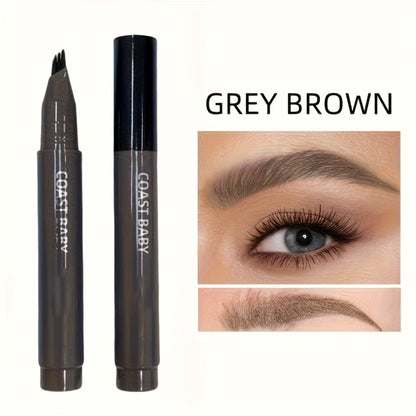 Four-Pack Multi-Fork Tip Eyebrow Pens in Four Color Labels with Capped Bodies and Approx. 11.3 cm Length