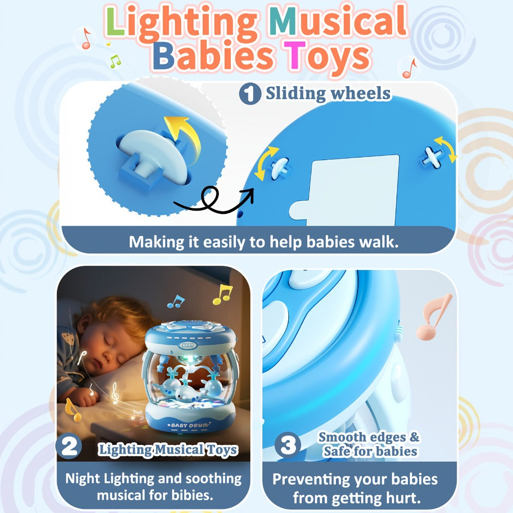 Baby Rotating Projector Music Toy 3 Months+, Interactive Animal Sounds & Lights, Multi-Functional Sensory Learning Toy for Infants