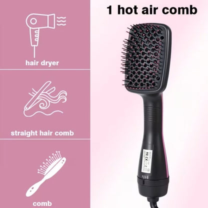 3-in-1 Hot Air Brush Hair Dryer Straightener Comb, Ionic Blow Dryer Brush with Negative Ion Frizz Control