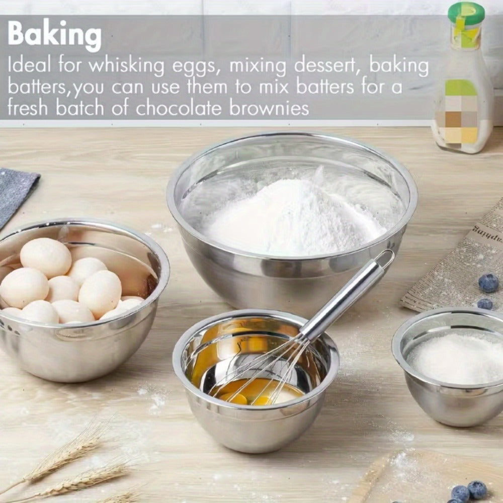 Stainless Steel Mixing Bowls with Airtight Lids Set of 14 Seven Nesting Bowls 0.7 to 4.5QT for Home Cooking, Dining and Outdoor Meals