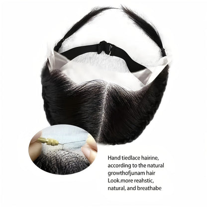 Hair Extensions Straight Human Hair 13x4 Lace Frontal Patch in Natural Black with Clip-Free Band Attachment