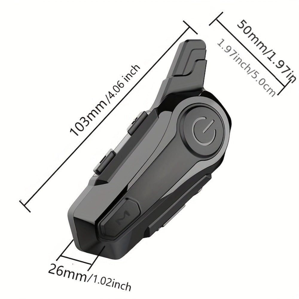 Motorcycle Helmet Bluetooth Intercom Headset – Wireless Real-Time 2-Rider Communication, Compatible with Full Face, 3/4 & Open Face Helmets