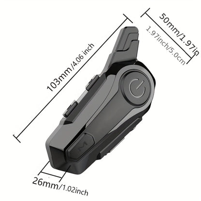 Motorcycle Helmet Bluetooth Intercom Headset – Wireless Real-Time 2-Rider Communication, Compatible with Full Face, 3/4 & Open Face Helmets