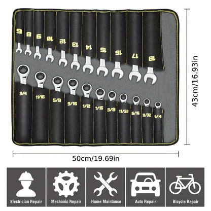 Combination Ratcheting Wrench Set 22pcs SAE & Metric, 1/4"-3/4" & 6-18mm Chrome Vanadium Steel, 72-Tooth Ratchet Wrenches with Oxford Bag