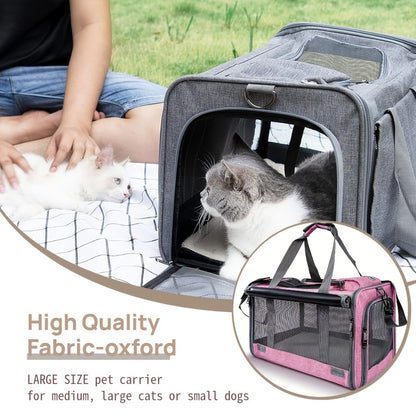 Airline Approved Pet Carrier Soft Sided Collapsible for Cats & Small Dogs – Breathable Oxford Cloth Travel Bag with Zipper Closure