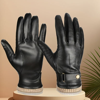 Buckle-Cuff Winter Gloves with Black or Brown Checkout Options and 11.2 x 25.5 cm Pictured Size