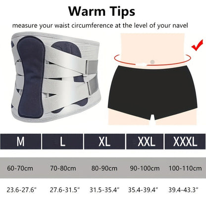Lumbar Support Belt for Men & Women – Adjustable Lower Back Brace with Aluminum Alloy Reinforcement, Breathable Hook-and-Loop Waist Support