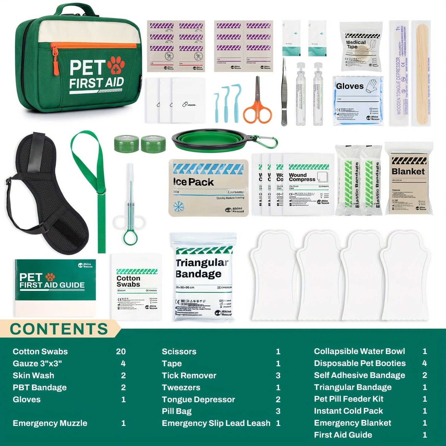 Pet First Aid Kit for Dogs & Cats – 50-Piece Emergency Supplies with Bandages, Gauze, Scissors & Disposable Booties