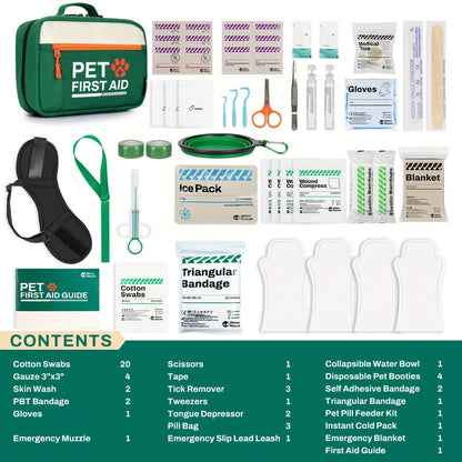 Pet First Aid Kit for Dogs & Cats – 50-Piece Emergency Supplies with Bandages, Gauze, Scissors & Disposable Booties