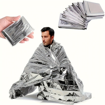 Emergency Mylar Thermal Blanket 52"x82" Reflective Foil Survival Blanket for Camping Hiking Outdoor First Aid Kit Weather Protection Ground