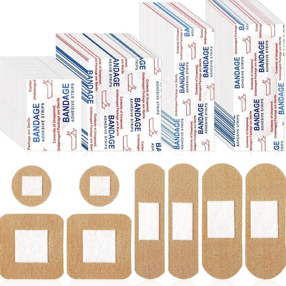 Fingertip Adhesive Bandage Pack with 200 Pieces and Four Skin-Tone Shapes for Fingers and Knuckles