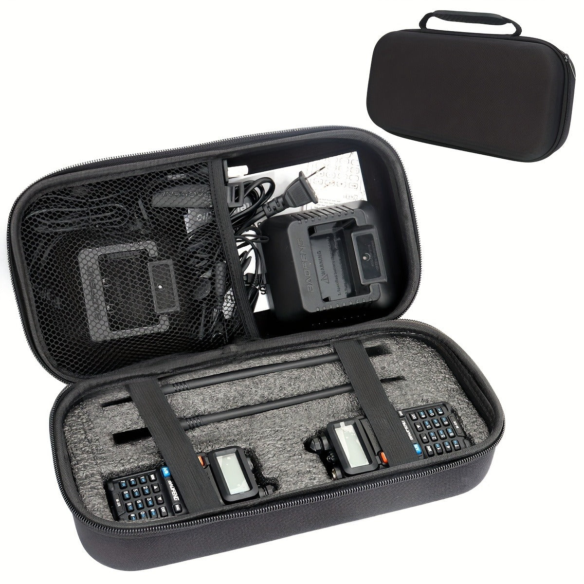 Hard Shell Walkie Talkie Case for Baofeng UV-5R BF-F8HP UV-82 UV-S9 Plus BF-888S GM-15 Pro – Handheld Ham Radio Hard Storage Carrying Bag