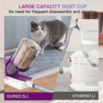 Dog Grooming Vacuum Kit 4-in-1 – Pet Hair Vacuum with Electric Clipper, Grooming Brush & Deshedding Tools, 2.5L Large Dust Cup
