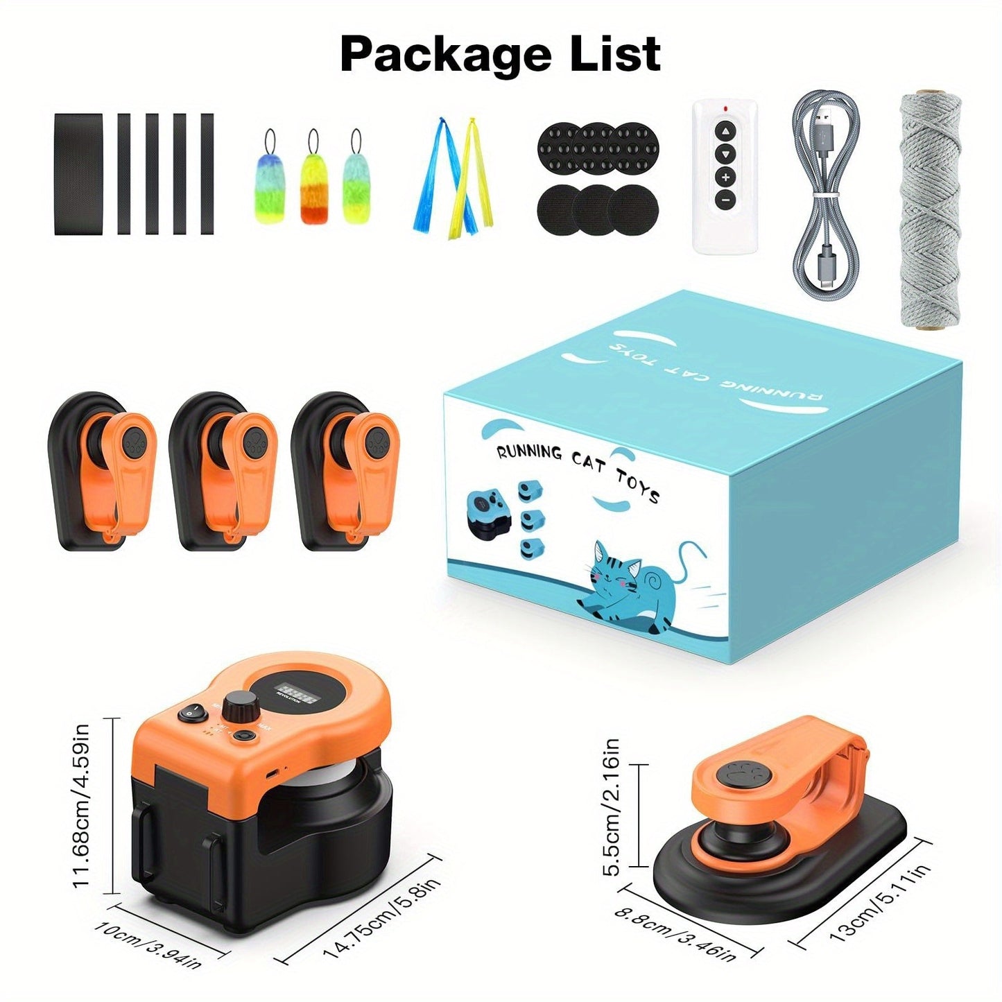 Interactive Cat Toy Auto & Remote Control – Electric Feather Mouse Lure Coursing Machine with DIY Track, Mouse Sounds, Auto Timer