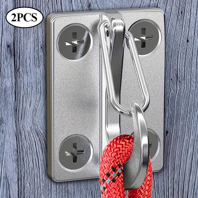 Heavy Duty Dog Tie Out Wall Hooks Set of 2 – Metal Wall-Mounted Leash Anchor with Dual Switchable Hooks, Scratch-Resistant for Walls