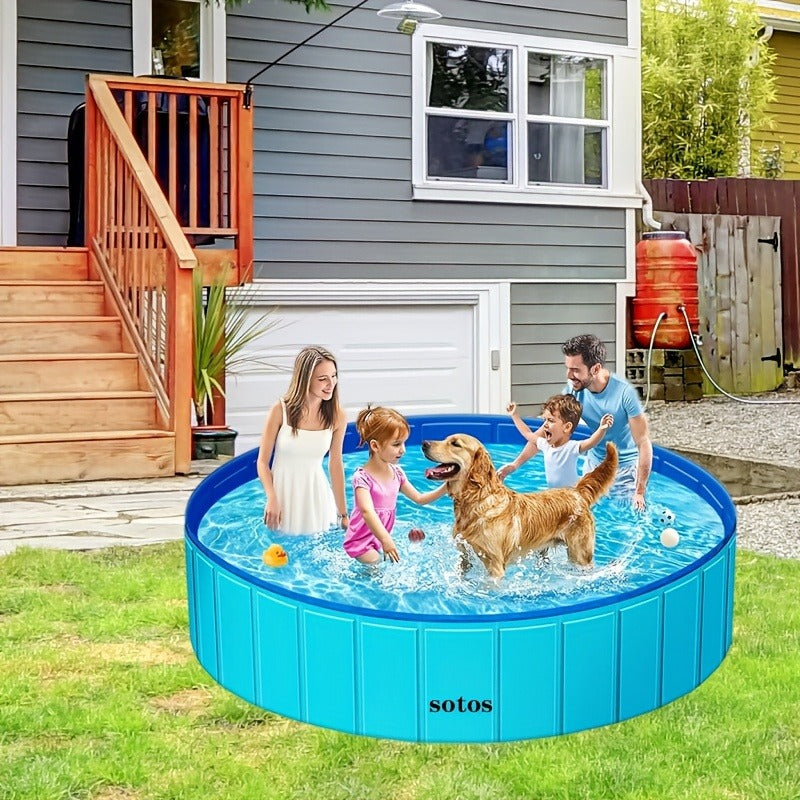 Foldable Dog Pool, Portable Hard Plastic Pet & Kids Swimming Pool, Anti-Slip Collapsible Bathtub for Indoor Outdoor Backyard Use